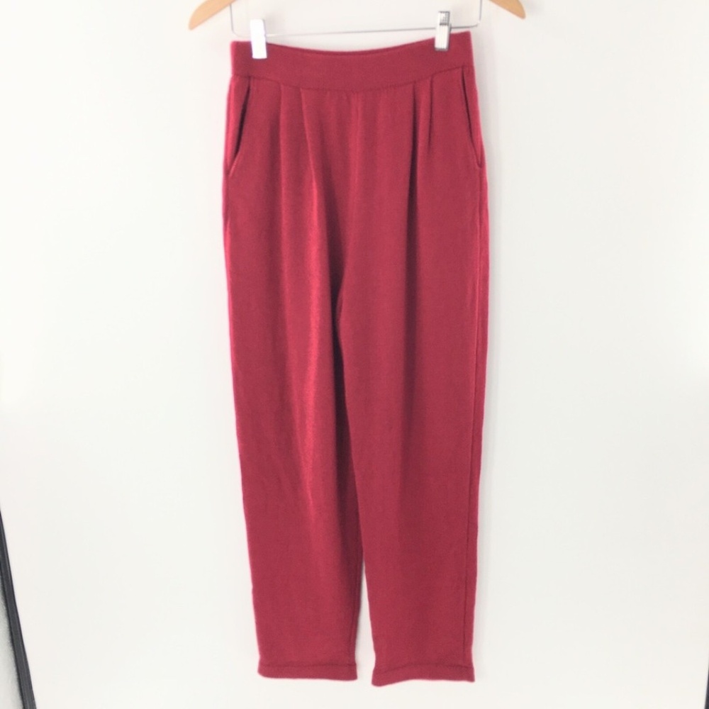 St. John Collection Womens Pants Knit High Waist Pockets Pleated Red Sz 6